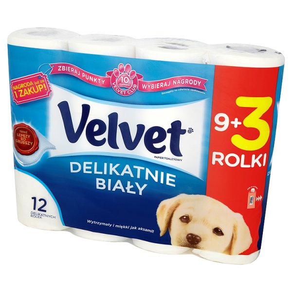 Velvet Delikatnie Biały Papier toaletowy 12 rolek 1 op Velvet