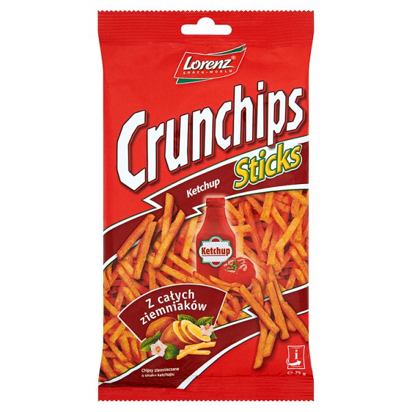 Crunchips Sticks Ketchup Chipsy ziemniaczane 75 g, 1 szt/0,075 kg