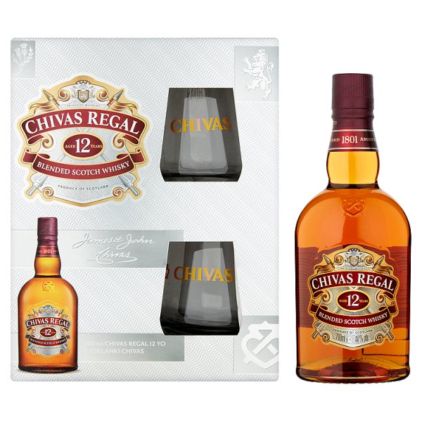 Chivas Regal Aged 12 Years Blended Scotch Whisky 700 ml i 2 szklanki, 1