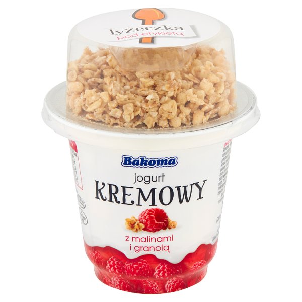 Bakoma Jogurt kremowy z malinami i granolą 230 g, 1 szt/0,230 kg
