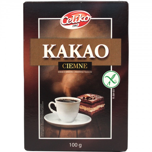 Kakao bezglutenowe naturalne ciemne , 1 szt/0,100 kg, Celiko